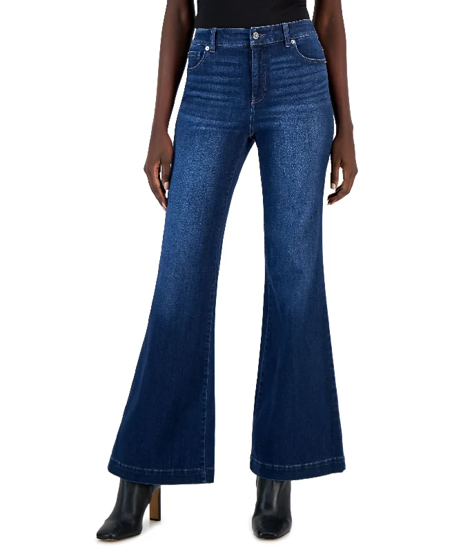 INC International Concepts Womens High Rise Wide Leg Jeans Comfortable Drawstring Waist Jeans