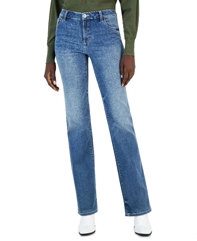 INC International Concepts Womens Mid Rise Bootcut Jeans Classic Button Fly Jeans