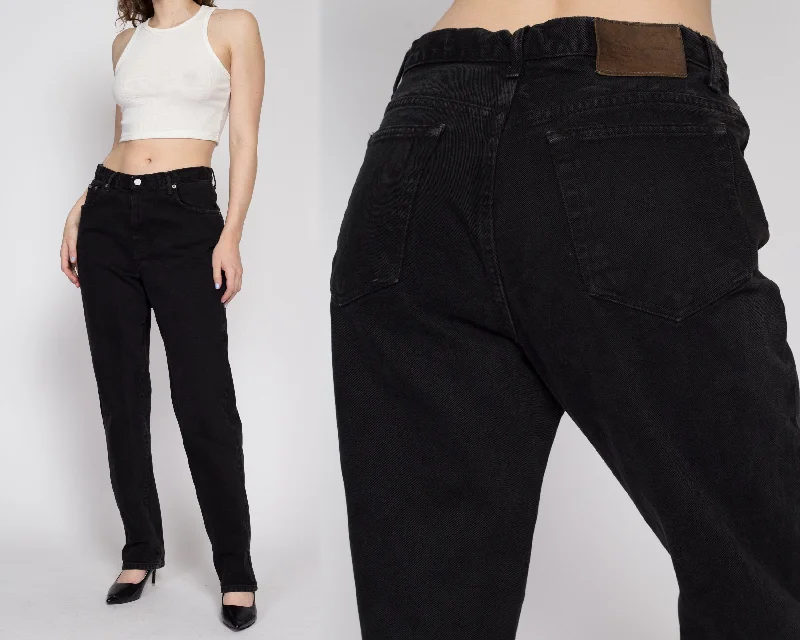 Large 90s Black Calvin Klein High Waisted Jeans 31" Comfortable Folded Hem Jeans