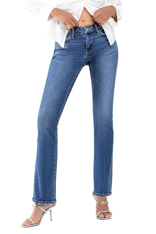 Low Rise Slim Bootcut Jeans Comfortable Full-Length Denim Jeans