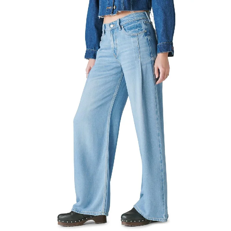 Lucky Brand Womens Palazzo Light Wash Wide Leg Jeans Cozy Relaxed Fit Denim Jeans