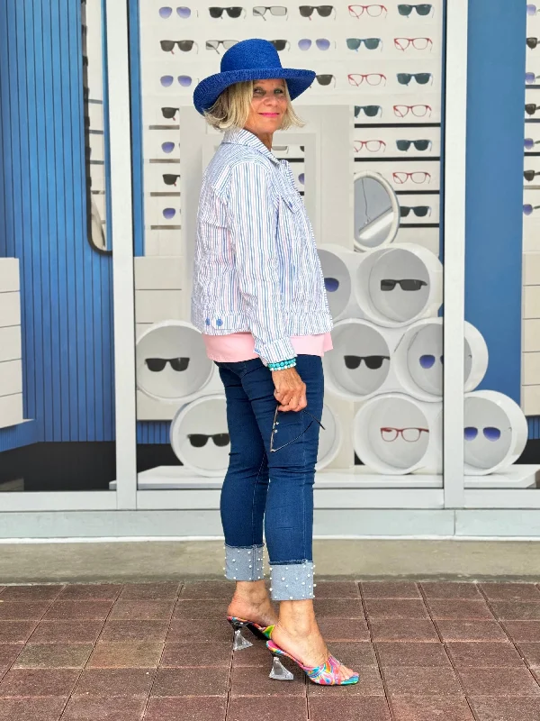 LULU-B NAVY DENIM PEARL JEANS Classic Button Fly Jeans