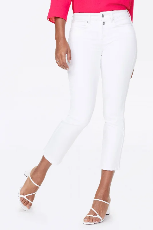 Marilyn Straight Ankle Jeans - Optic White Trendy Cut-Off Denim Shorts