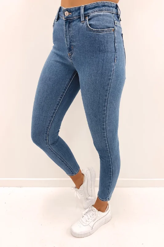 Mid Ankle Skimmer Jean Blue Chronicle Stylish Acid-Wash Jeans
