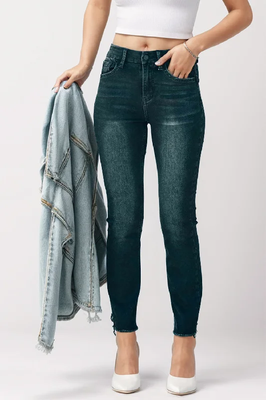Mid-Rise Waist Skinny Jeans with Pockets Comfortable Boyfriend Jeans