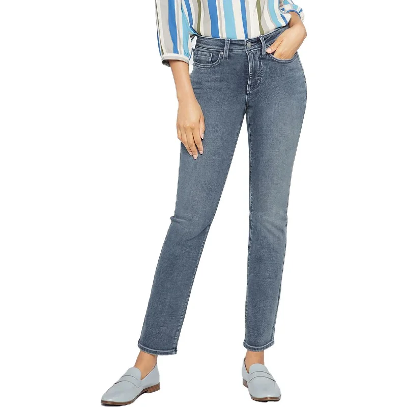 NYDJ Womens Sheri Mid-Rise Medium Wash Slim Jeans Stylish High-Waist Jeans