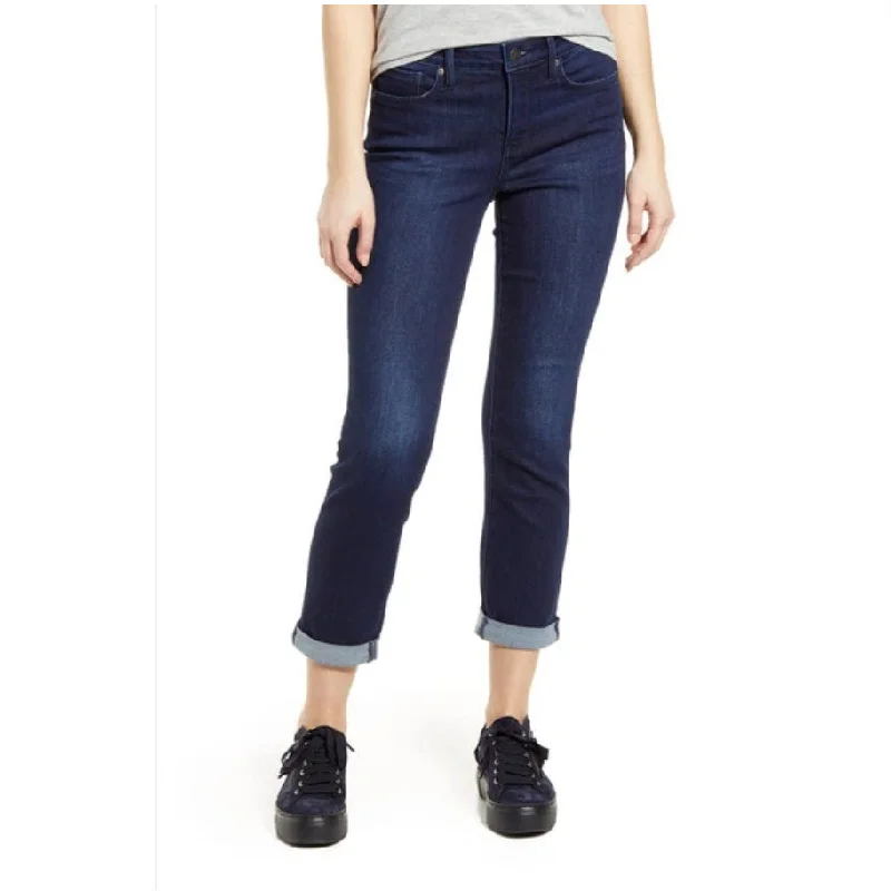 NYDJ Womens Sheri Slim Jeans 00 Rapture Blue Rolled Cuff Mid Rise Stretch NWT Elegant Wide-Leg Jeans
