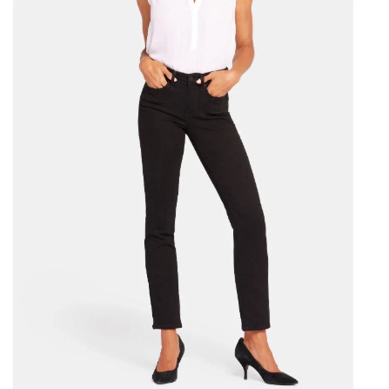 NYDJ Women's Sheri Slim Leg Jeans Size 16 Petite Black High Rise Stretch NWT Fashionable Relaxed Fit Denim