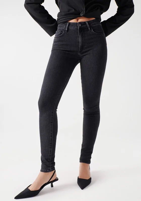 Salsa Destiny Push in Skinny Jeans, Black Trendy Wide-Leg High-Waist Denim