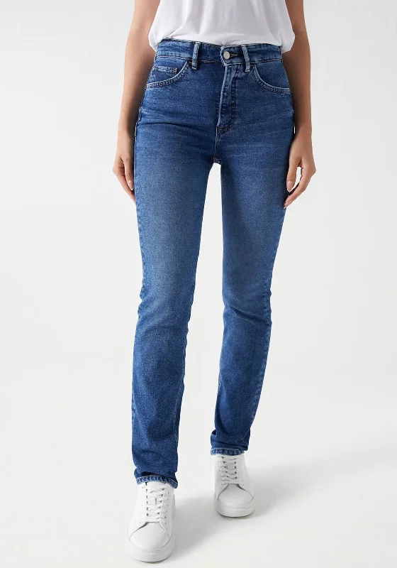 Salsa Faith Push in Slim Jeans, Medium Blue Denim Fashionable Straight Fit Denim