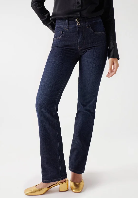 Salsa Secret Push in Straight Jeans, Dark Blue Denim Chic Dark-Wash Skinny Jeans