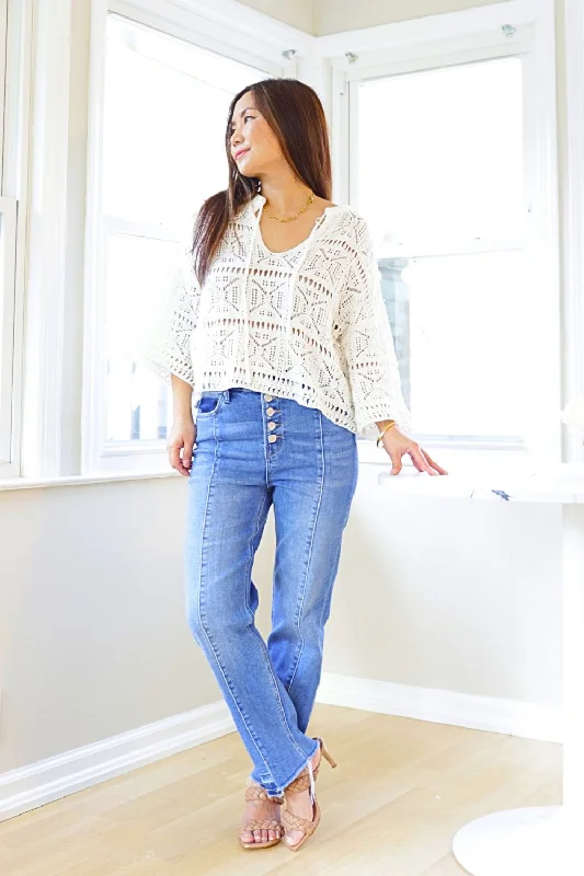 Petite High Rise Straight Jeans Casual Straight-Leg Jeans