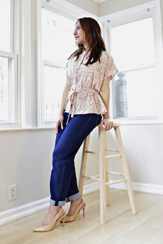 Petite Mid Rise Girlfriend Jeans (Solid Dark) Fashionable Distressed Jeans