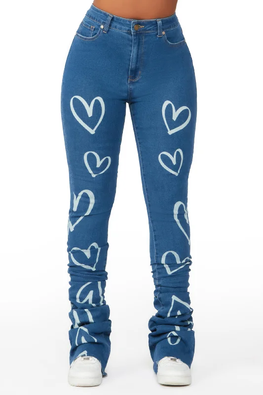 Mrs. Steal Your Heart Med. Wash Super Stacked Jean Trendy Cut-Off Denim Shorts