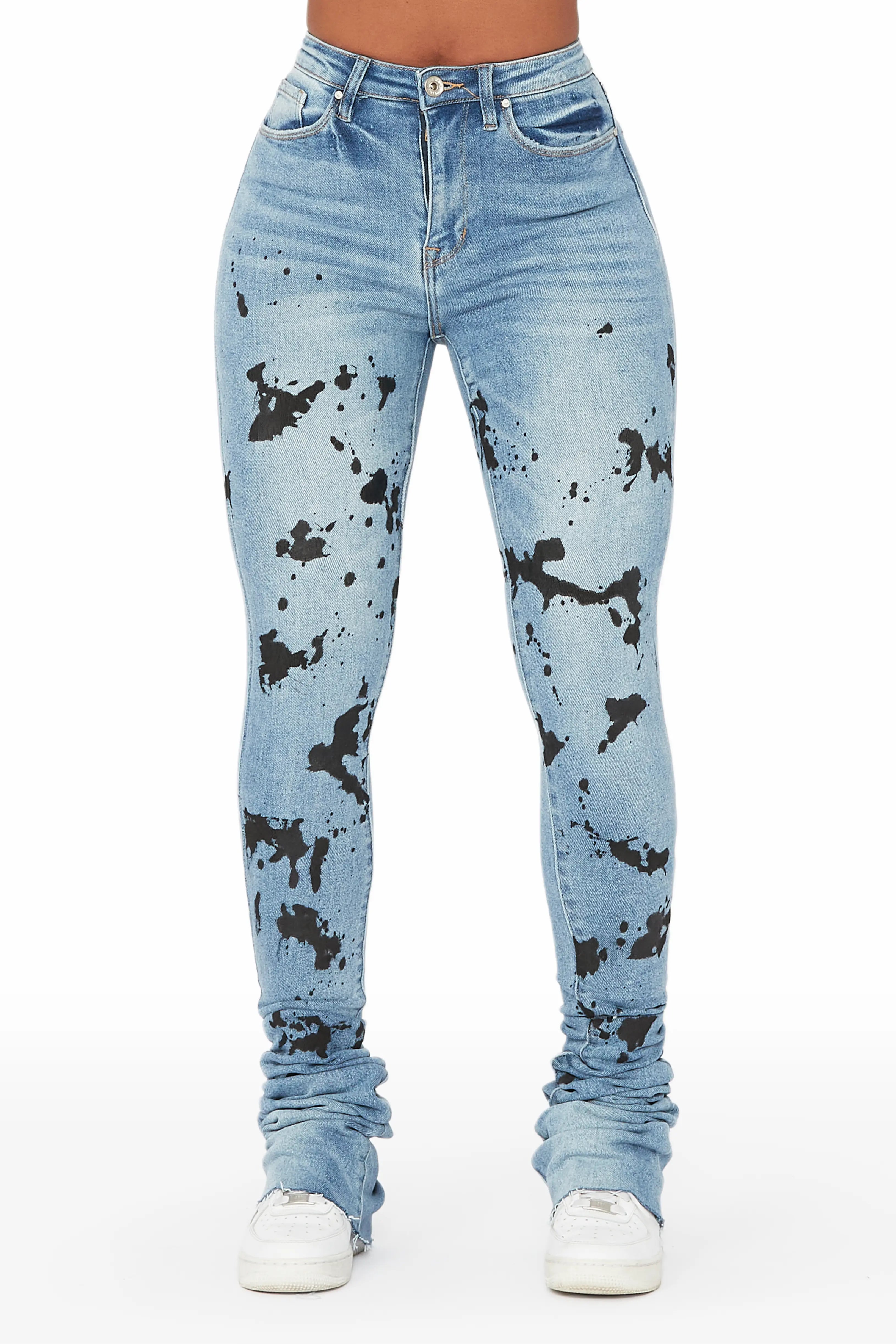 Promise Light Wash Super Stacked Jean Fashionable Cropped Denim Jeans