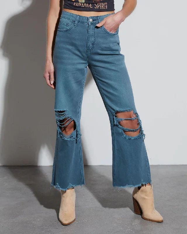 Sammy Distressed Wide Leg Jeans Trendy Colored Denim Jeans