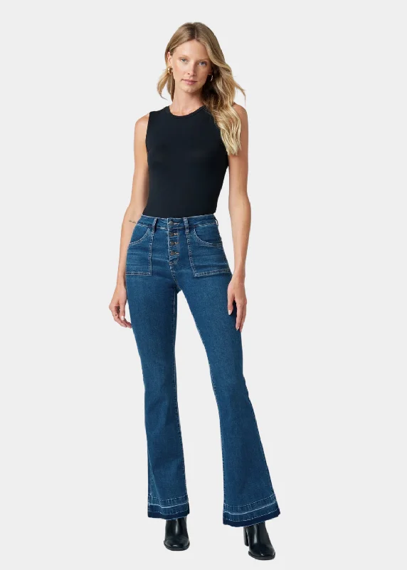 Tall Florence Flare Jeans Comfortable Folded Hem Jeans
