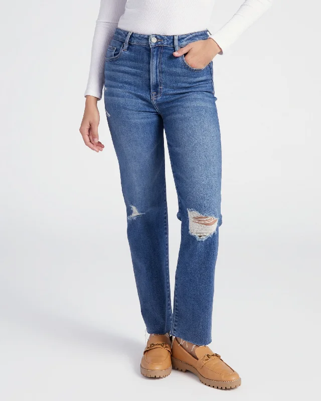 The Tracey Straight Leg Jeans Fashionable Button-Front Jeans