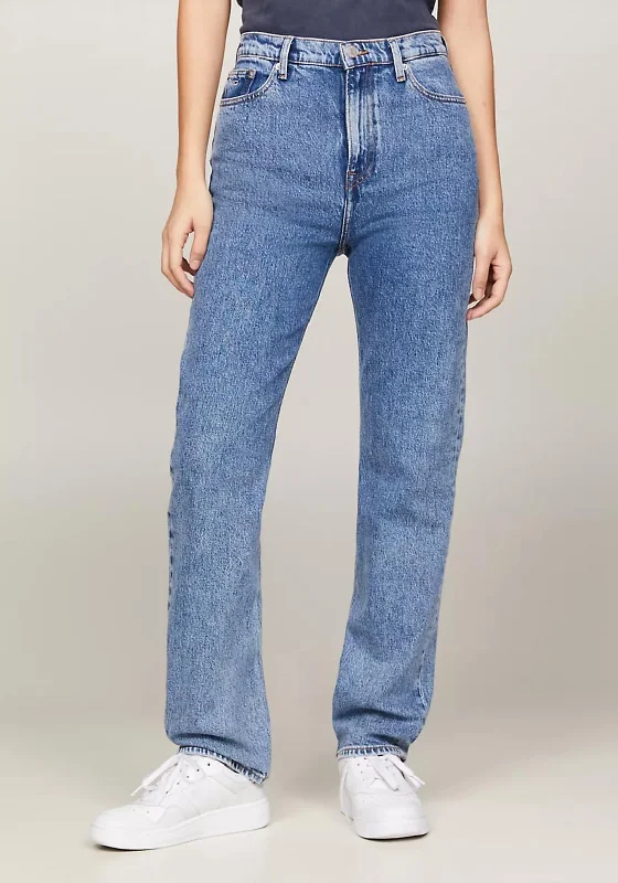 Tommy Jeans Julie Ultra High Straight Leg Jeans, Medium Denim Elegant Dark-Wash Bootcut Jeans