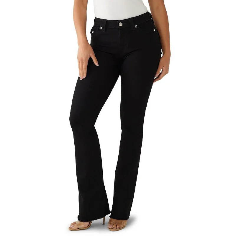 True Religion Womens Becca Mid-Rise Raw Hem Bootcut Jeans Elegant High-Waisted Flared Jeans