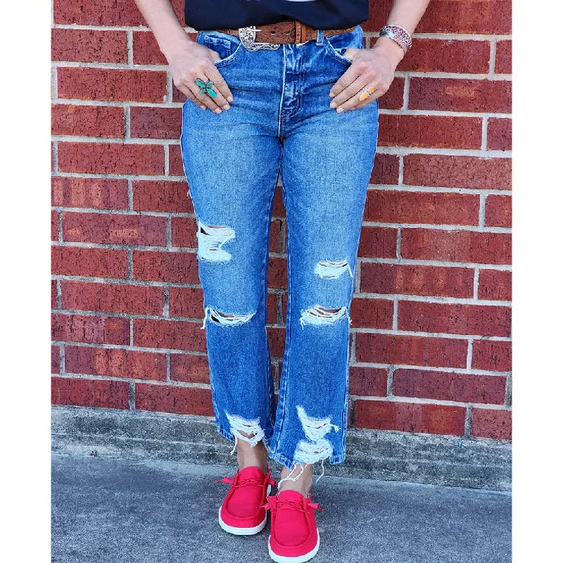 Flying Monkey High Rise Straight Lolita Jean Fashionable Slim Fit Jeans