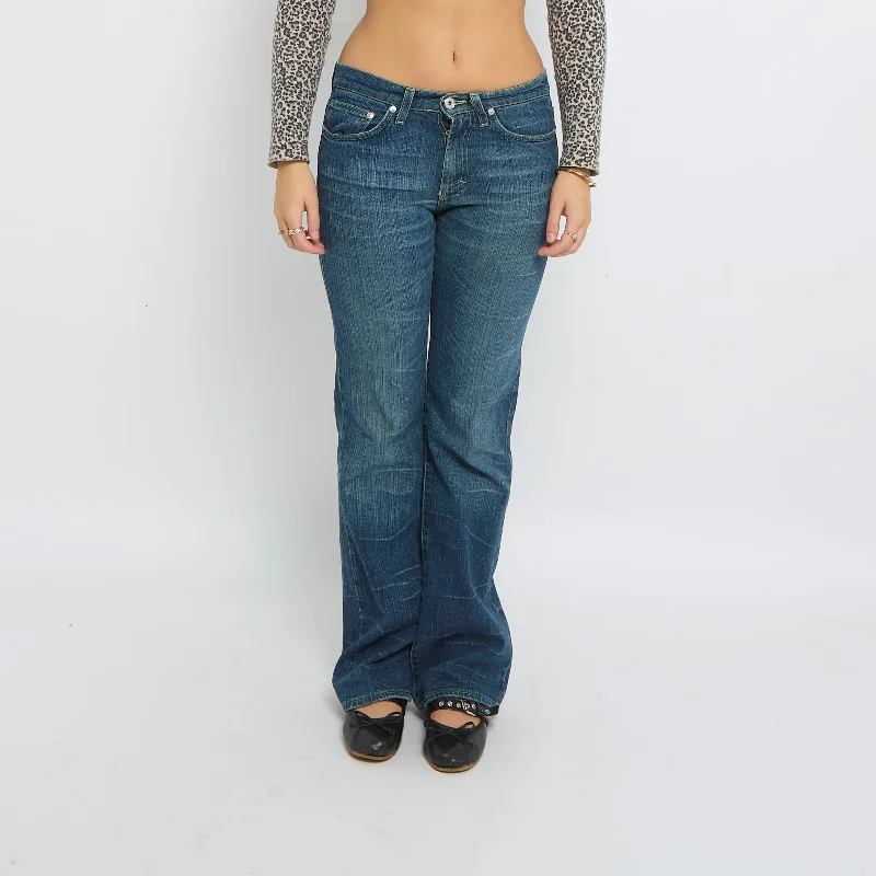 VERSACE JEANS Flared Leg Mid Waist -UK 10 Chic Rip-Detail High-Waist Jeans