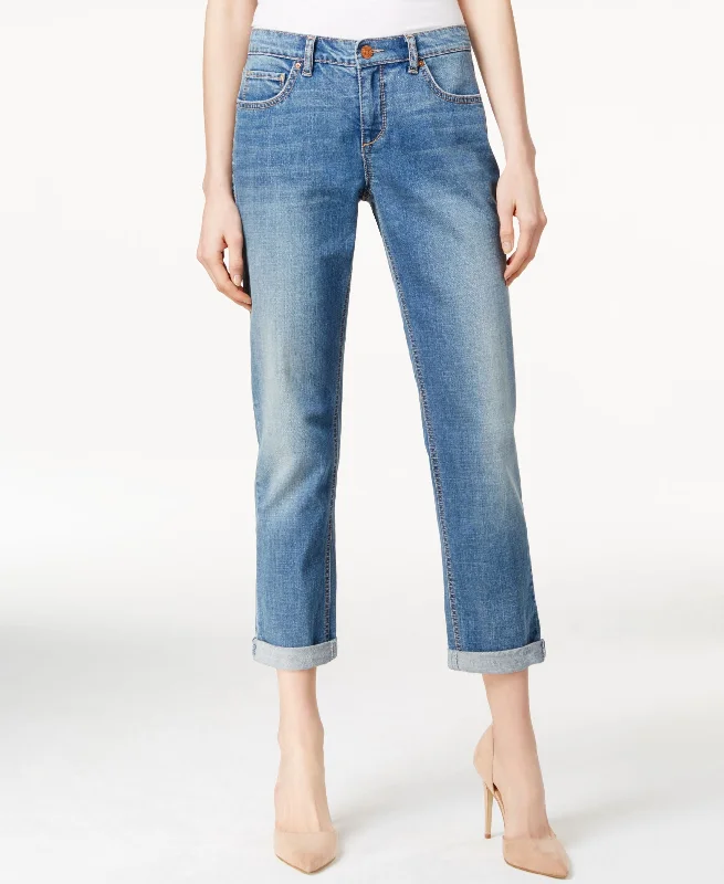 Vintage America Released Hem Boyfriend Jeans Stylish Paperbag Waist Denim