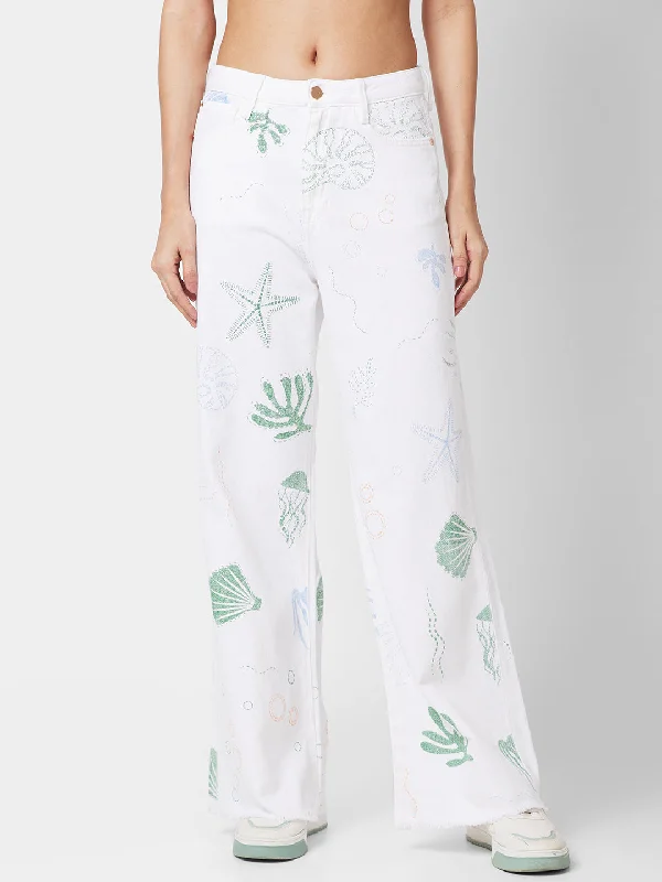 Spykar Women Wide Leg High-Rise Printed Stretchable Jeans Trendy Low-Rise Bootcut Jeans Spykar Women Wide Leg High-Rise Printed Stretchable Jeans Trendy Low-Rise Bootcut Jeans