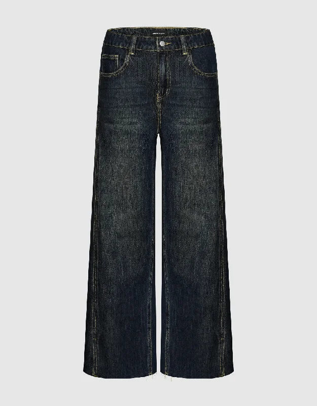 Wide-Leg Jeans Chic Rip-Detail High-Waist Jeans