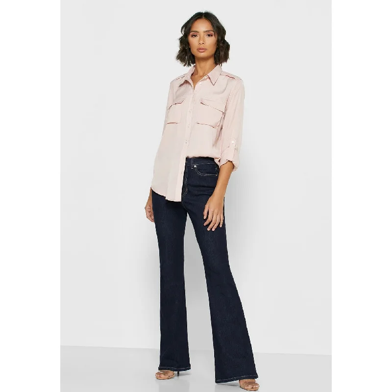 BR Curvy Dark Wash Boot-Cut Jeans Cozy Relaxed Fit Denim Jeans