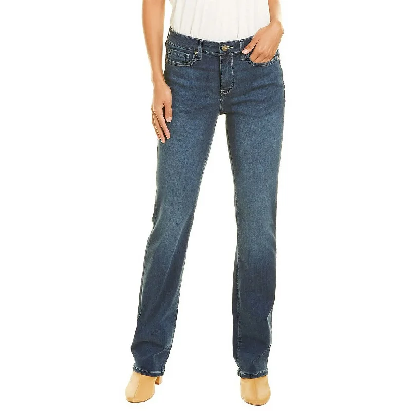 Blue Mid Rise Boot Cut Jeans Casual Light Wash Jeans