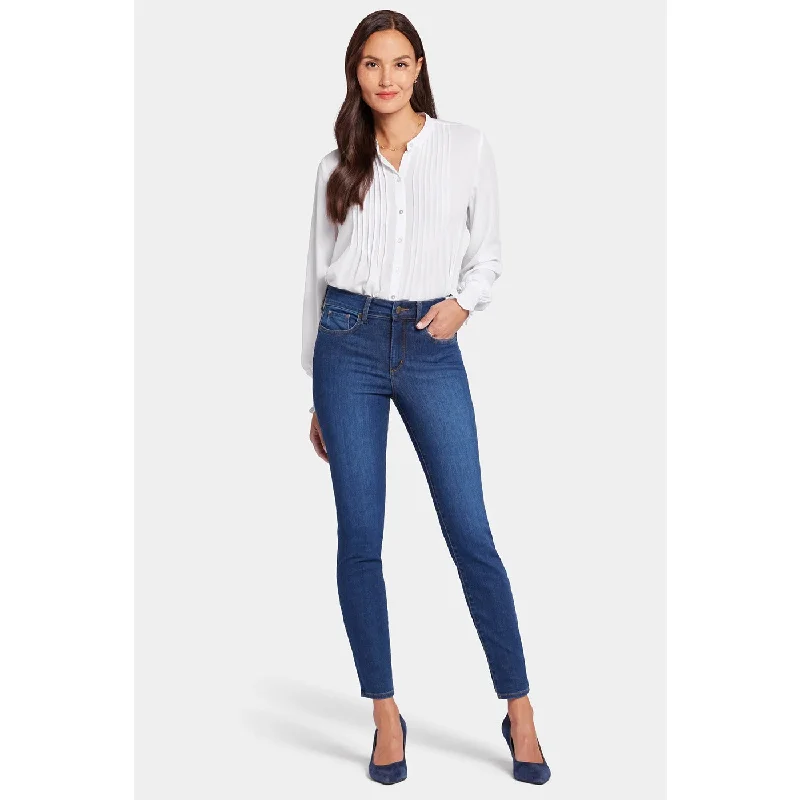Blue Mid Rise Skinny Jeans Chic Faded Blue Jeans