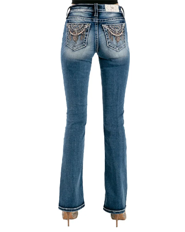 Women's Catching Dreams Bootcut Jeans Classic Black Denim Jeans