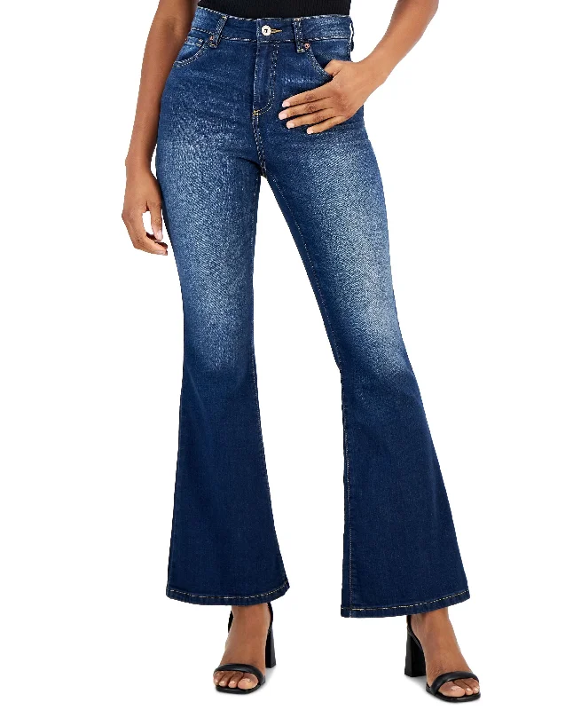 Women's High-Rise Flare Jeans Comfortable Straight-Legged Denim