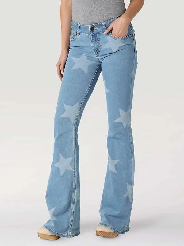 Wrangler USA Ladies Mae Mid Rise Flair Jeans - 34" Leg - 112328735 Trendy Pleated Waist Jeans Wrangler USA Ladies Mae Mid Rise Flair Jeans - 34" Leg - 112328735 Trendy Pleated Waist Jeans