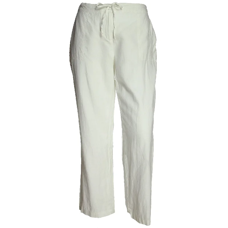 Charter Club White Fully Lined Linen Pants Comfortable Wide-Leg Pants