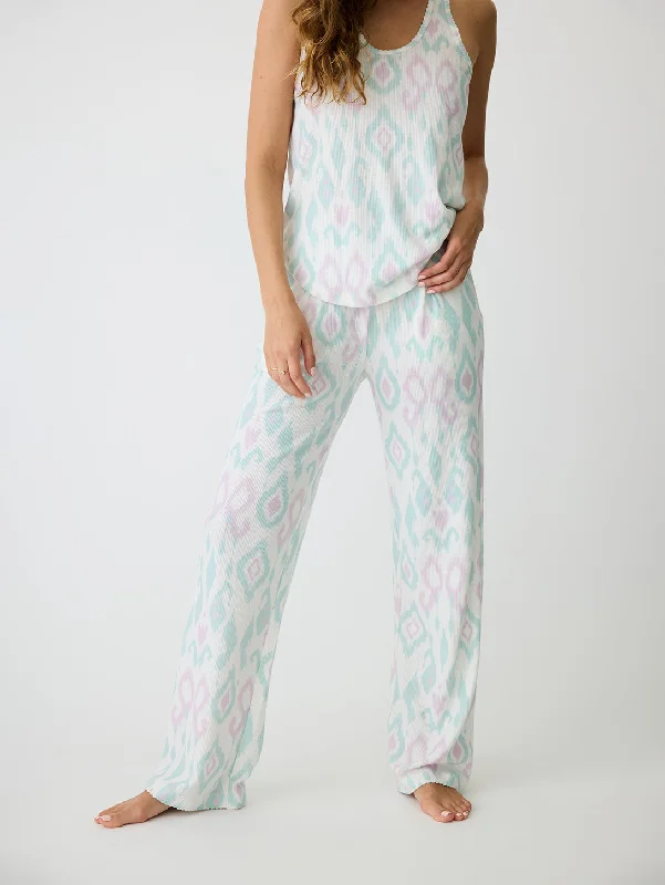 Ikat Watercolour Pant - Seafoam Slim-Fit Leggings