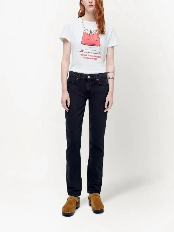 70S Low-Rise Straight-Leg Jeans In Black Stylish Relaxed Fit Skinny Jeans