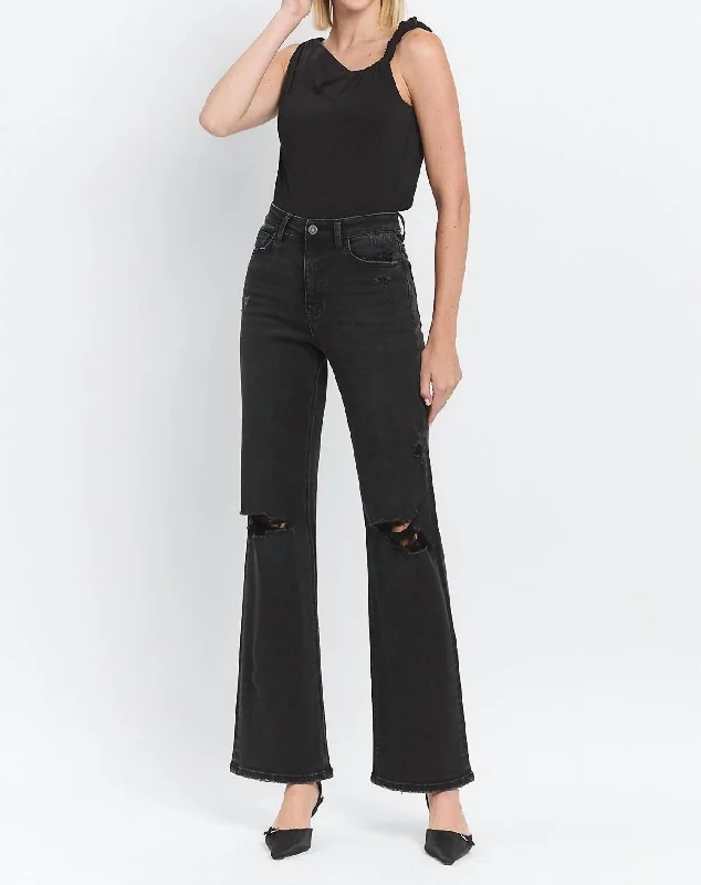 90's Vintage Flare Jeans In Black Chic Vintage-Inspired Denim Jeans