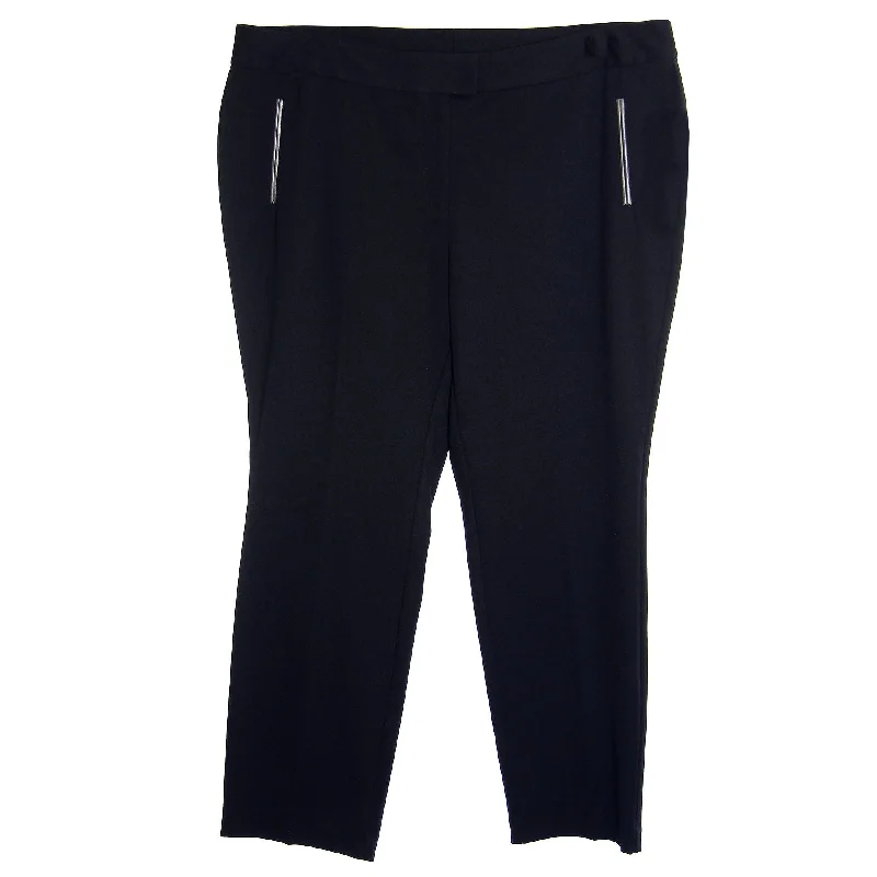Alfani Black Tummy Control Slim Leg Faux Leather Trim Pants Cozy Maternity Pants