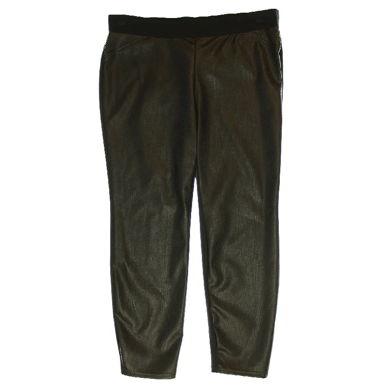 Alfani Black Faux Leather Snakeskin Ultra Skinny Leg Pull On Pants Comfortable Wide-Leg Pants