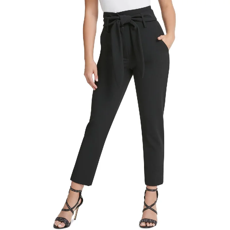 Petites Nikki Beach Womens Solid Polyester Cropped Pants Comfy Cargo Trousers
