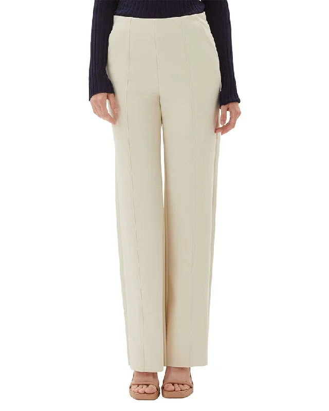Ecru Clean Full Leg Pant Comfy Zip-Up Pants