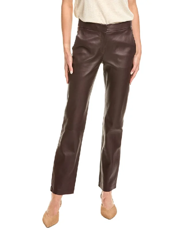 Theory Slim-Straight Leather Pant Classic Bootcut Trousers