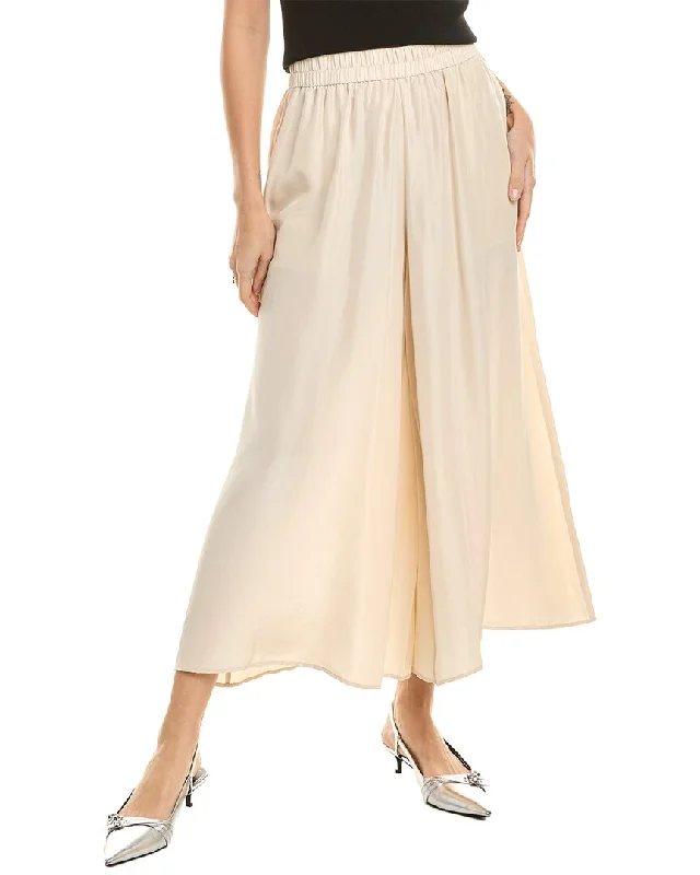 Eileen Fisher Cropped Silk Wide Leg Pant Classic Chino Pants