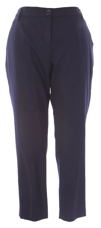 BODEN Women's Straight Leg Cropped Pants Navy Stylish Elastic Waist Pants