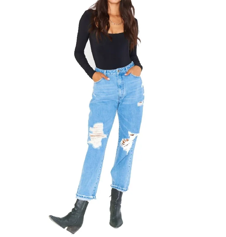 Boston Boyfriend Jeans In Vintage Blue Elegant High-Waisted Flared Jeans