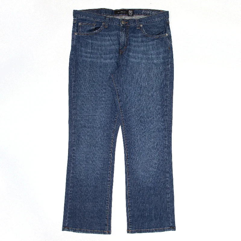 CALVIN KLEIN Jeans Blue Denim Regular Bootcut Womens W34 L30 Fashionable Frayed Hem Denim