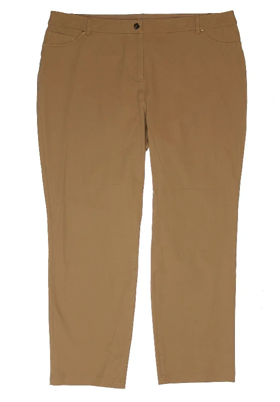 Charter Club Beige Comfort Waist Slim Leg Casual Pants Trendy Wide-Leg Pants