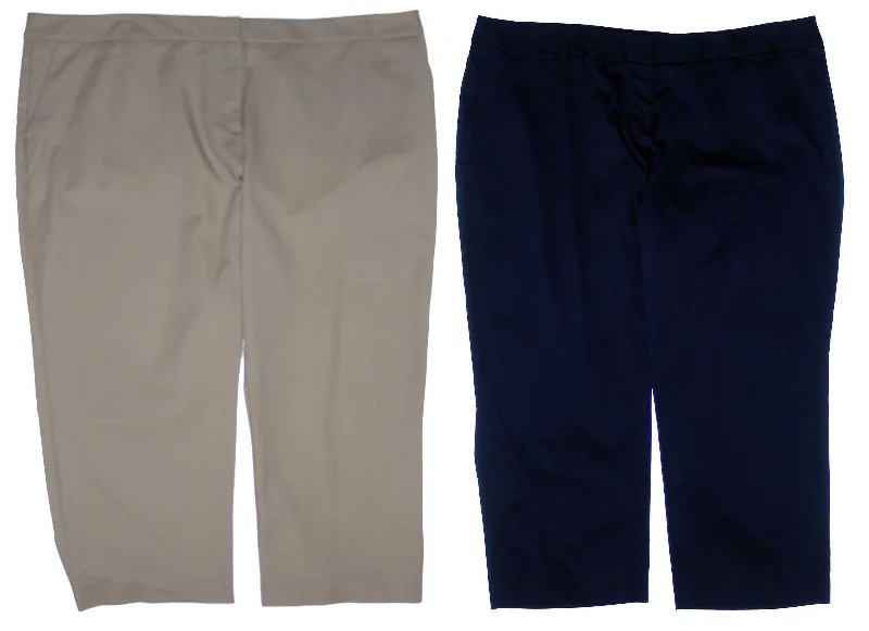 Charter Club Blue or Beige Tummy Slimming Cropped Classic Fit Pants Classic Straight Pants